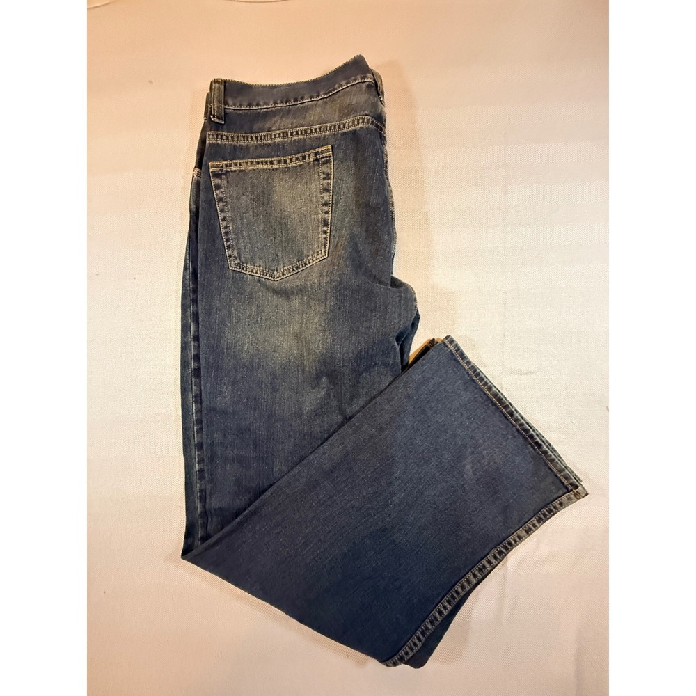 Perry Ellis Mens Dark Wash Straight Leg Denim Jeans Blue 38x32 100% Cotton